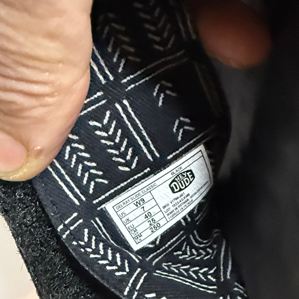 Hey Dude Black and Cream Platform Slide Sandals - Picture 5 of 5